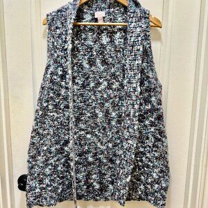 Chico’s Knit Sweater Vest Women's Size 2 (Large) Multicolor Cottagecore Coastal